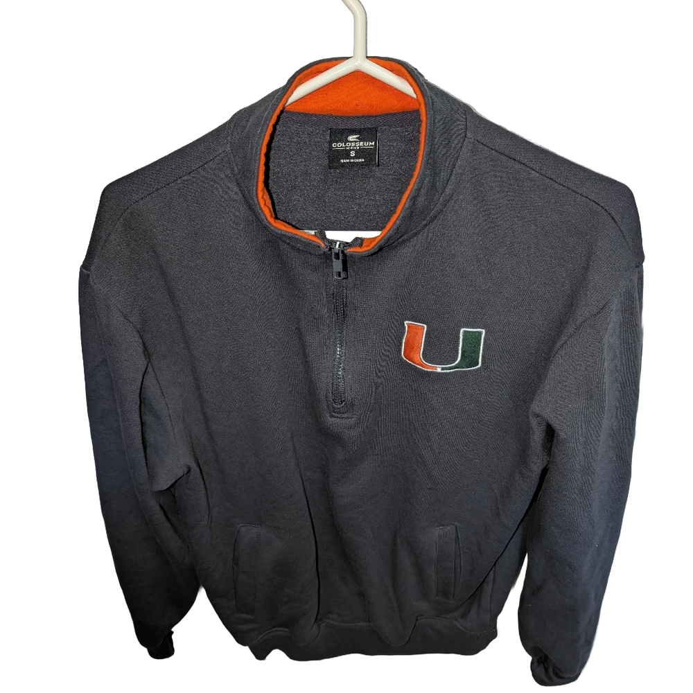 Men's University Of Miami Quarter Zip Size Small